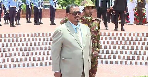 Acting President Hafiz Uddin Ahmad paid tribute to the martyrs of the War of Liberation at the National Memorial in Savar on Sunday morning