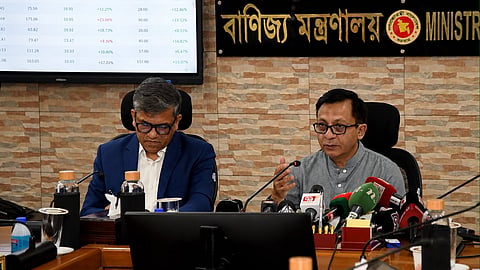 Khandaker Abdul Muktadir speaks to the journalists.