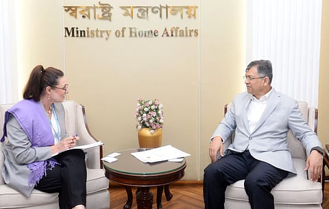 A courtesy meeting between Home Minister Salahuddin Ahmed and newly appointed IOM Chief of Mission in Bangladesh Dr. Laura Tomm-Bonde at the minister's office in the Bangladesh Secretariat