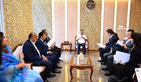 Japanese Prime Minister's Special Adviser Uno Yoshimasa pays a courtesy call on Prime Minister Tarique Rahman on Tuesday.