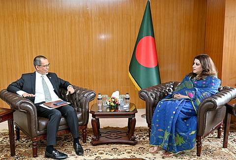 Brunei Darussalam High Commissioner to Bangladesh Haji Haris Bin Othman meets with State Minister for Foreign Affairs Shama Obaed Islam at the Ministry of Foreign Affairs.