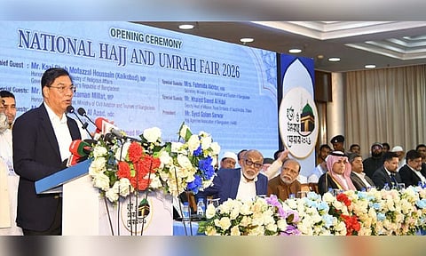 State Minister for Civil Aviation and Tourism M Rashiduzzaman Millat inaugurates the three-day National Hajj and Umrah Fair 2026 in the capital.