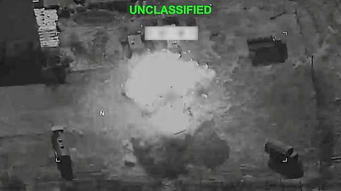 Smoke rises following explosion at an unknown location, during what US Central Command (CENTCOM) says are strikes on Iran, in this screengrab taken from a handout video released on July 29, 2026.