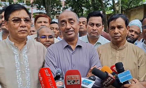 Law, Justice and Parliamentary Affairs Minister Md Asaduzzaman speaks to journalists after inaugurating a tree plantation programme in Jhenaidah on Friday.