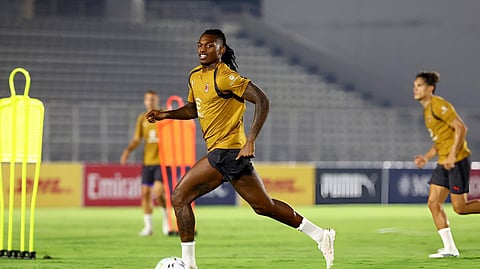 Rafael Leao during an AC Milan training session in Jakarta.