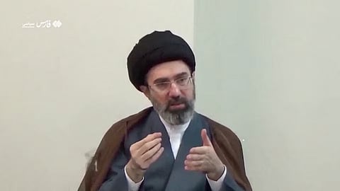 A still image from undated archive footage released by Iranian media on August 24, 2026, shows Mojtaba Khamenei attending a meeting before he assumed the role of Iran's Supreme Leader, at an unknown location