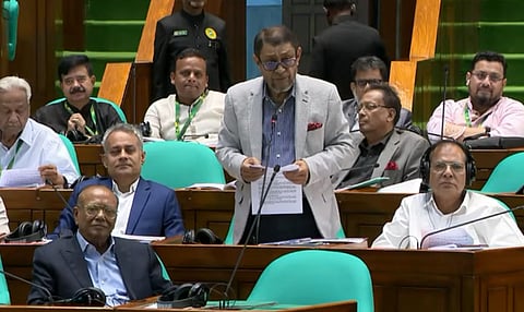 Health Minister Sardar Md Sakhawat Husain speaks in Parliament.
