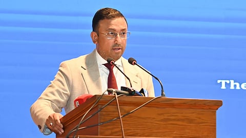 State Minister for Foreign Affairs Humaiun Kobir speaks at a conference held at the Foreign Service Academy on September 10, 2026.