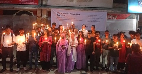 Mental health experts and activists call for repealing a colonial era law that criminalises attempted suicide, at a gathering and candlelight vigil held at TSC, Dhaka University, to mark World Suicide Prevention Day on September 10, 2026.