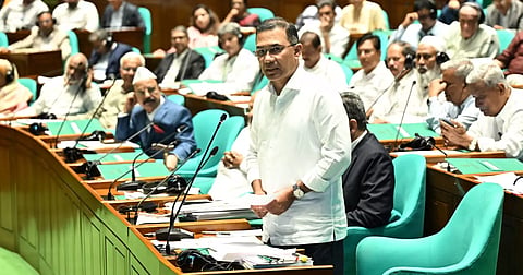 File photo of Prime Minister Tarique Rahman speaking in Parliament.