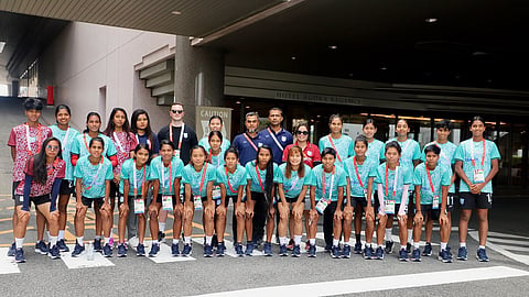 The women's football team were the first from Bangladesh's Asian Games contingent to arrive in Japan.