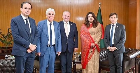 Three French senators met State Minister for Foreign Affairs Shama Obaed Islam at her office on Sunday