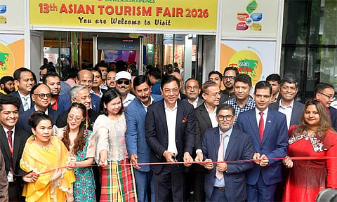 Civil Aviation and Tourism Minister M Rashiduzzaman Millat inaugurates the 13th Asian Tourism Fair 2026 in Dhaka on Thursday.