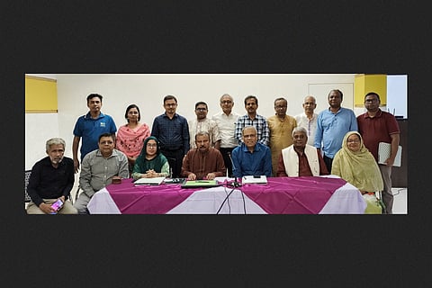 Media professionals and civil society representatives take part in a consultation on press freedom and self-regulation in Khulna on Sunday.