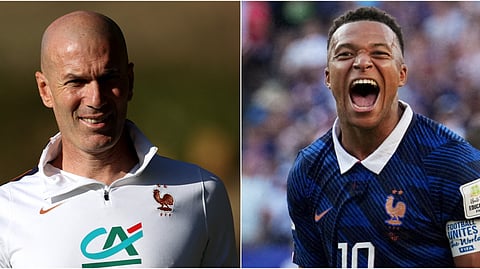 France coach Zinedine Zidane and French forward Kylian Mbappe.