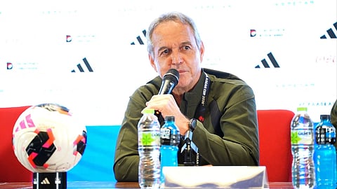 Bangladesh head coach Thomas Dooley speaks at a pre-match press conference ahead of the FIFA ASEAN Cup opener against Malaysia.