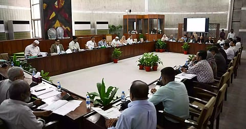 Members of the Parliamentary Standing Committee on the Posts, Telecommunications and Information Technology Ministry attend the committee’s first meeting at the Jatiya Sangsad Bhaban on Wednesday.