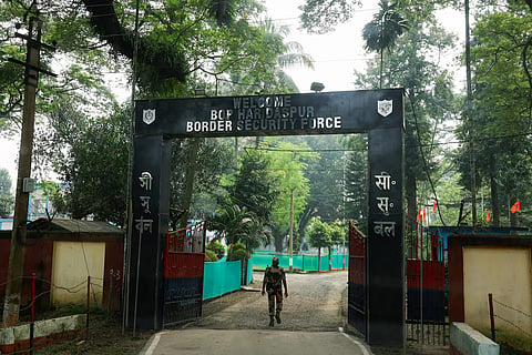A Border Security Force (BSF) official walks into a Border Outpost (BOP), a self-contained defence outpost situated near the India-Bangladesh international border in Petrapole, India, October 16, 2024.