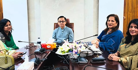 Industries Minister Khandakar Abdul Muktadir meets a delegation of the Bangladesh Women Chamber of Commerce and Industry (BWCCI) on October 5, 2026.