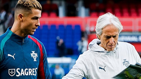 Portugal manager Jorge Jesus (R), Cristiano Ronaldo.