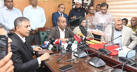 Law, Justice and Parliamentary Affairs Minister Md Asaduzzaman speaks to reporters at the Secretariat in Dhaka on Tuesday.