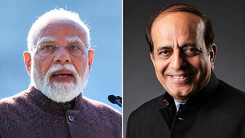 Indian Prime Minister Narendra Modi and Indian envoy to Bangladesh Dinesh Trivedi