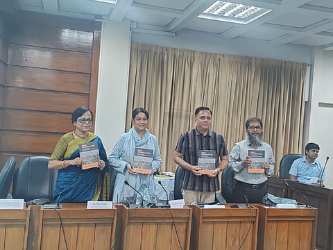 Speakers at the launch of the book "Urban Wetlands in Peril: Uncovering the Socio-economic, Governance, and Legal Challenges in Bangladesh" at the Council Building of Bangladesh University of Engineering and Technology (BUET) on October 10, 2026.