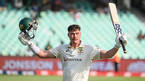 Matthew Renshaw gestures as he leaves the field during the first Test between South Africa and Australia in Durban.