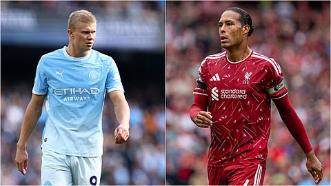 Manchester City's Erling Haaland and Liverpool's Virgil Van Dijk.