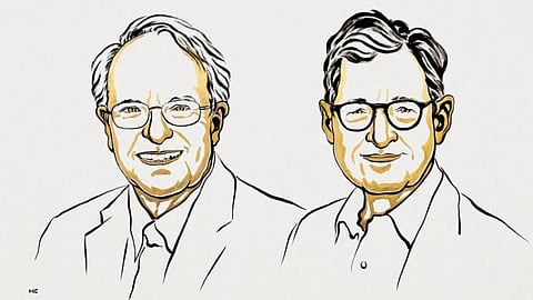 US economists Robert E Hall and Michel Woodford.