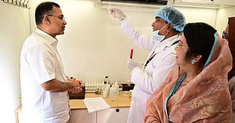 Prime Minister Tarique Rahman inspected a mobile laboratory used to test food samples as part of efforts to strengthen food safety on Wednesday