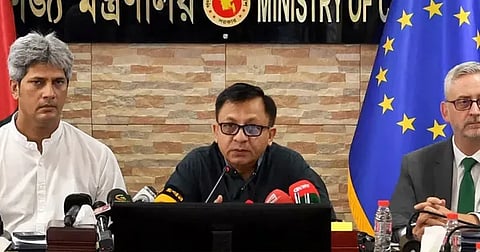 Industries Minister Khandaker Abdul Muktadir speaks at a programme organised by BSTI on Bailey Road in Dhaka on Wednesday to mark World Standards Day.