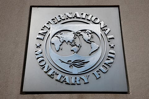 A view of the International Monetary Fund (IMF) logo at its headquarters in Washington, DC, US, November 24, 2024