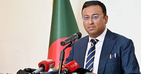 State Minister for Foreign Affairs Humaiun Kobir speaks to reporters at the Ministry of Foreign Affairs in Dhaka on Monday.