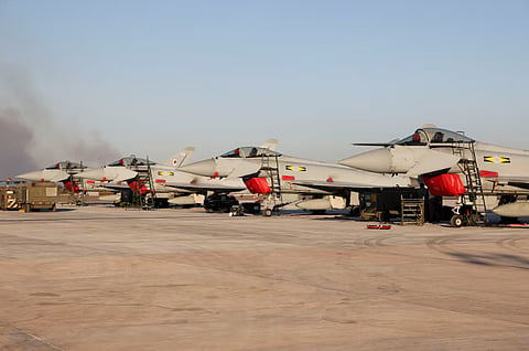 Typhoon fighter jets from Britain's Royal Air Force on the tarmac at RAAF Darwin base in Darwin, northern Australia July 17, 2024.