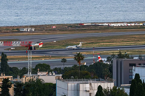A private jet rolls on the tarmac of the Nice Cote d’Azur international airport, the closest airport to Monaco during the Formula One weekend, in Nice, France, June 6, 2026
