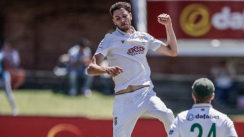 South Africa pacer Marco Jansen celebrates one of his five wickets against Australia in their first innings of the second Test on Wednesday.