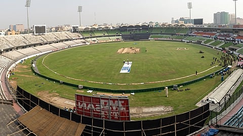 The Sher-e-Bangla National Cricket Stadium in Mirpur, Dhaka.