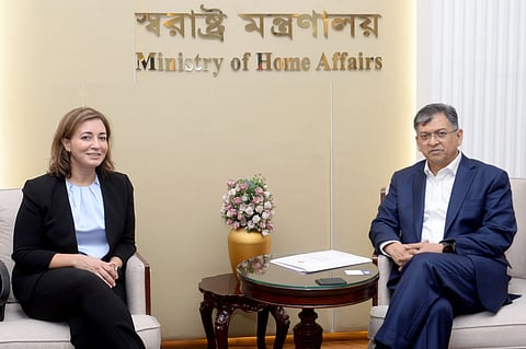 Home Minister Salahuddin Ahmed meets Winrock International Global President and CEO Maqsoda Maqsodi at the Ministry of Home Affairs at the Bangladesh Secretariat on Monday.