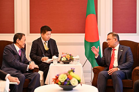 The delegation of the Japan-Bangladesh Parliamentary Friendship League (JBPFL) met Tarique Rahman at the Imperial Hotel in Tokyo at 3:00pm local time
