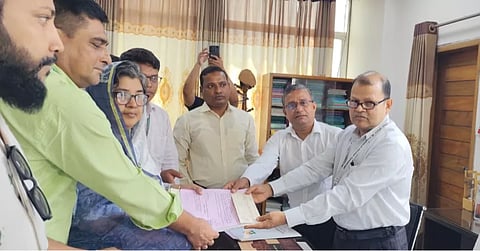 Eliza Zaman receives her nomination papers for the reserved women’s seat in the 13th parliament.