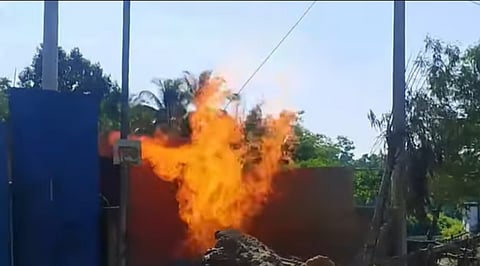 Flames continue to rise from underground gas in Inani, Ukhiya, Cox’s Bazar, as authorities struggle to contain the fire and suspend electricity supply across a 15-kilometre area over safety concerns.