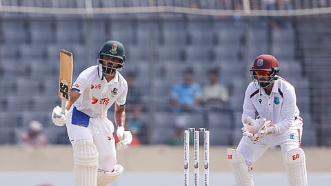 Bangladesh's Shadman Islam bats on Day 1 of the first Test against West Indies in Dhaka on Wednesday.