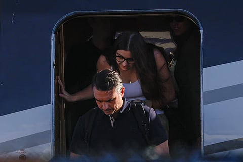 Brazilian Senator Flavio Bolsonaro disembarks from a plane after arriving at Opa-locka Executive Airport near Miami, Florida, US, October 28, 2026