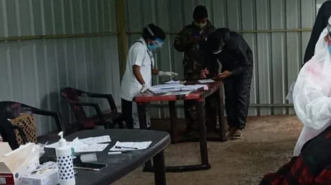 Rapid antigen test of Covid at Dodamarg check post in Goa