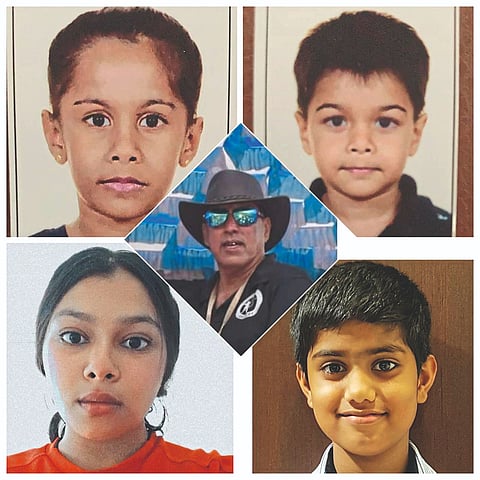 National Archery: Archers Archit, Pushit, Sanjeel and Ridhan and their trainer.