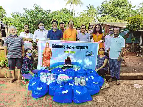 Vivekananda Kendra office bearers gathered to distribute items to the flood victims, Goa On 30 July, 2021