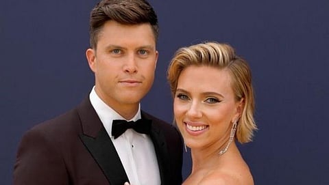 Colin Jost and Scarlett Johansson