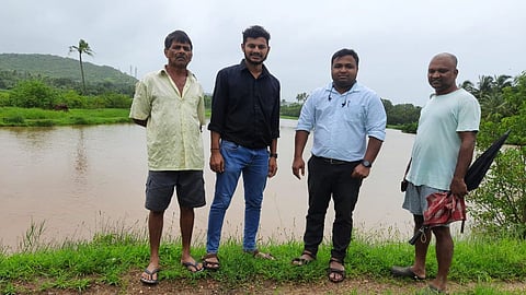 Pernem Agriculture Officer Dheeraj Parab and former Sarpanch Amol Raut inspected the damaged affected area. Goa, on friday, 23 July, 2021.