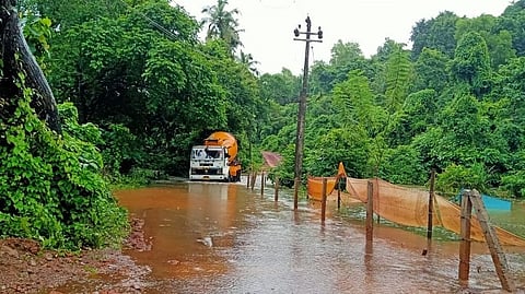 The bridge in Goa was submerged due to floods